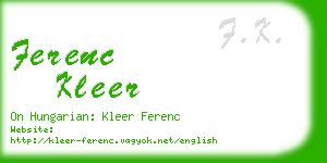 ferenc kleer business card